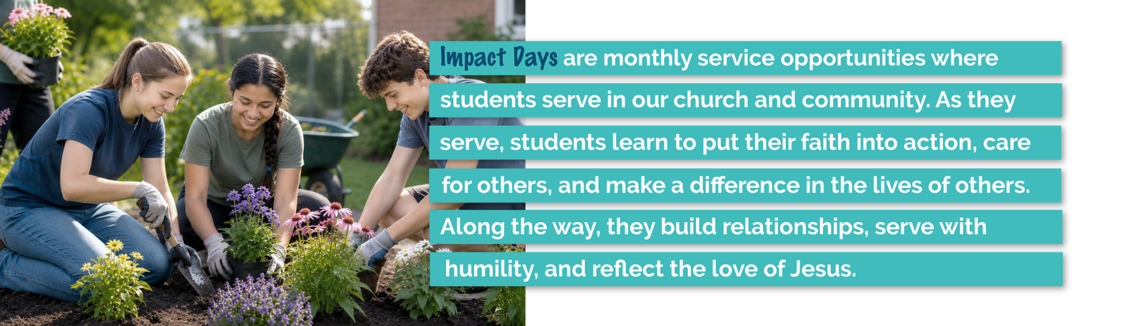 Oasis Youth Serve Days give students opportunities to serve the church and community while putting their faith into action.