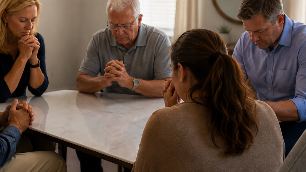 Members of the Prayer Ministry praying together for the needs of the church, community, and the world.